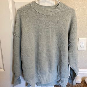 Abercrombie mint green/blue crew neck chenille fabrics oversized sweater